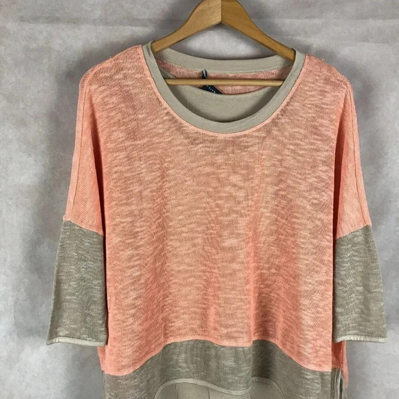 GRACE ELEMENTS Orange/Tan Layered Look Knit Top NWT Small - Picture 5 of 12